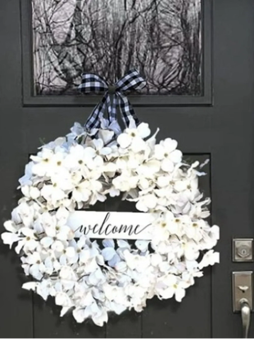 17” White Dogwood Flower Wreath with Welcome Sign 🤍NEW✨